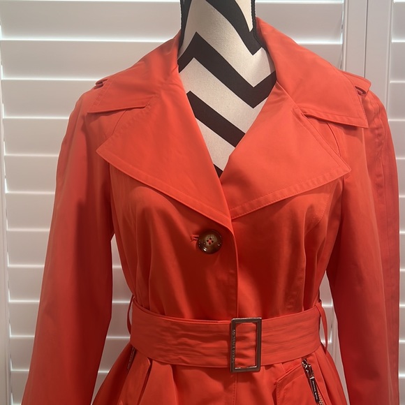 Michael Kors Papaya Orange Melon Trench Coat - Picture 4 of 14